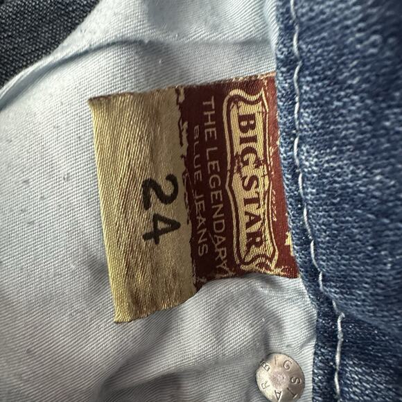 Big Star Shorts Womens 24 Blue Denim Jean MulticolorNeon Embroidered Distressed - Picture 9 of 14